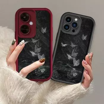 Модный чехол с абстрактным белым принтом бабочек, гибкий мягкий силиконовый чехол TPU, полная задняя крышка для iPhone Samsung iPhone 5 чёрный