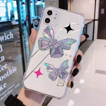 Модный чехол с бабочкой для Iphone 14pro Plus 13 11 Pro Max 12 Mini Xs X Xr 7 8 Se 2022 2020, мягкий прозрачный силиконовый чехол For iphone XS Max