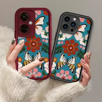 Модный чехол с цветочным принтом в виде бабочки, гибкий мягкий силиконовый чехол TPU, полная задняя крышка для Xiaomi Redmi Poco Xiaomi 11 Lite чёрный