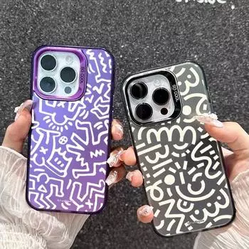 Модный чехол с граффити для iPhone 16 Samsung A55 A35 M35 S24 Xiaomi Redmi Note 13Pro 14C A3 Huawei Honor 200, противоударный чехол-бампер с защитой от царапин Samsung A54 5G