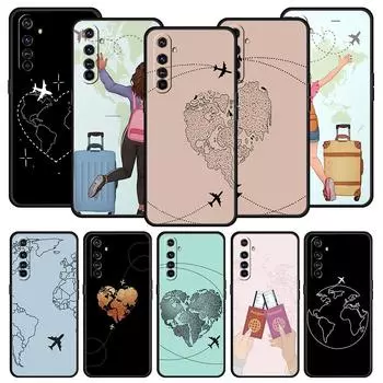 Модный чехол с картой мира для Realme GT Neo 2 3T, чехол для телефона Realme 11 10 9 8 5G 7 6 GT2 Pro Plus C21 C11 C25 C35 Realme 8 5G