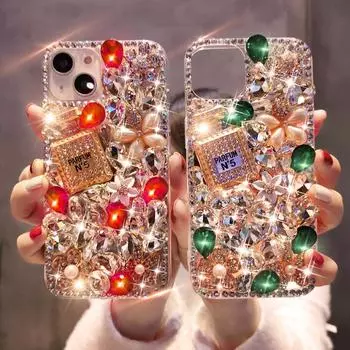 Модный чехол с кристаллами и бриллиантами для Iphone 15 14 Pro 13 12 11 Pro XS Max XR X/Samsung S23 S20 S22 A12 A22 A32 A52 A72 A13 A33 A53 A14 A24 A34 A54 A51 iphoen 14 красный