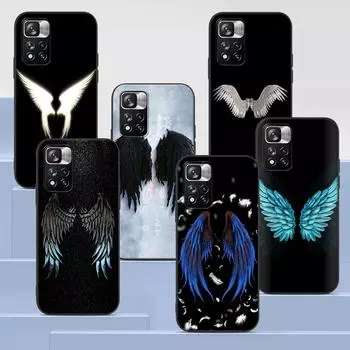 Модный чехол с крыльями ангела для Xiaomi Redmi Note 9S 9 8 10 11 Pro 9C 9A 7 8T 7A 8A 6A 6 10S, черный мягкий силиконовый чехол для телефона Redmi Note 11