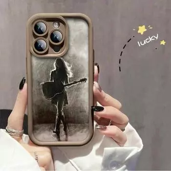 Модный чехол с принтом абстрактной гитары и девушки, гибкий мягкий силиконовый чехол TPU, полная задняя крышка для iPhone Samsung iPhone 5 чёрный