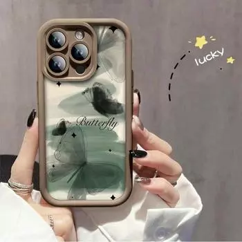 Модный чехол с принтом бабочек, гибкий мягкий силиконовый чехол TPU, полная задняя крышка для iPhone Samsung iPhone 5 чёрный