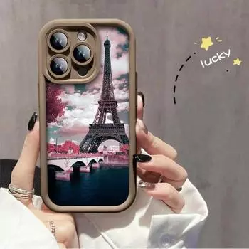 Модный чехол с принтом Эйфелевой башни, гибкий мягкий силиконовый чехол TPU, полная задняя крышка для iPhone Samsung iPhone 5 чёрный