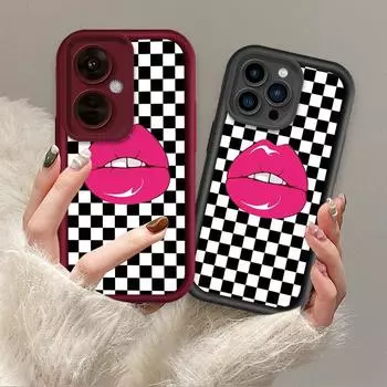 Модный чехол с принтом красных губ, гибкий, мягкий, силиконовый, TPU, чехол на всю заднюю панель для iPhone Samsung iPhone 5 чёрный
