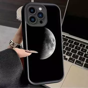 Модный чехол с принтом луны, гибкий, мягкий, силиконовый, TPU, чехол на всю заднюю панель для iPhone Samsung iPhone 5 чёрный