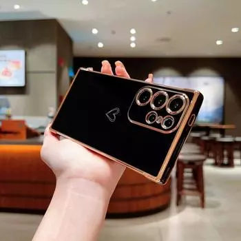 Модный чехол с принтом в виде сердца для Samsung Galaxy S25 Ultra S24 FE S23 A16 A55 A54 A15 A35, однотонный мягкий противоударный защитный чехол для телефона Samsung S25 чёрный