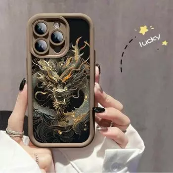 Модный чехол с принтом золотого дракона, гибкий мягкий силиконовый чехол TPU, полная задняя крышка для iPhone Samsung iPhone 5 чёрный