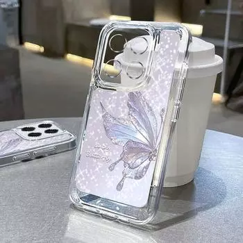 Модный чехол с рисунком бабочки для Xiaomi 14t 13t 11t Poco X6 X5 F6 Pro Redmi Note 14 13 12 11 10 Pro, противоударный прозрачный силиконовый мягкий чехол против падения Redmi Note 12 5G