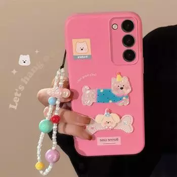 Модный чехол-шнурок для телефона Samsung Galaxy A54 A13 A12 A14 S24 S23 Ultra S22 Plus A53 A23 A21S S23+ 3D Cute Dog Жесткий противоударный чехол для телефона из ПК A53-5G