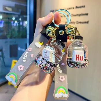 Модный черный брелок-подвеска в виде бутылки с зыбучими песками «Фортуна Маджонг»