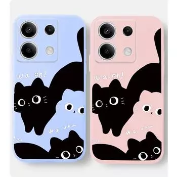 Модный черный кот мультяшный узор мягкий силиконовый чехол для телефона Xiaomi Redmi Note 13 Pro 14C 13C 12C Poco C65 камера защитный противоударный полный чехол Xiaomi Poco X3 чёрный