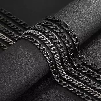 Модный черный мульти-стиль свекровь-цепочка, мужской браслет из титановой стали, ювелирное изделие, ожерелье с пряжкой 9mm45cm
