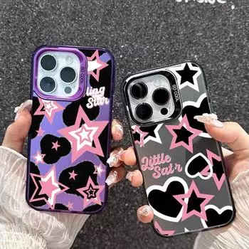 Модный черный розовый чехол для iPhone 16 Samsung A55 A35 S24 FE Xiaomi Redmi Note 13 Pro 14C Huawei Honor 200 противоударный чехол-бампер для телефона с защитой от царапин Samsung A54 5G