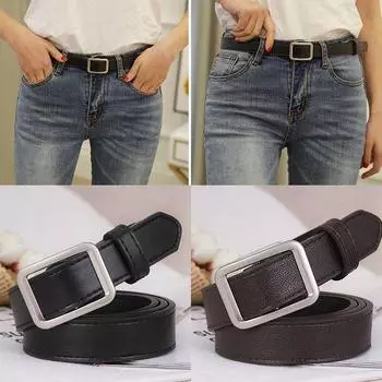 Модный черный женский ремень, серебряный квадратный ремень с металлической пряжкой, кожаный ремень для женщин, женские джинсы, брюки, аксессуары коричневый