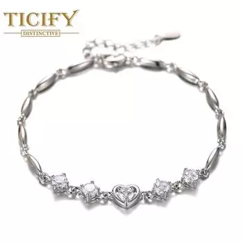 Модный циркониевый браслет, сладкий подарок белый