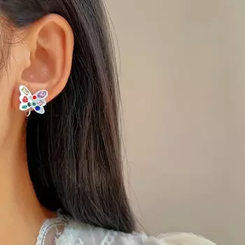 Модный цветной хрустальный циркониевый ушной зажим, простой ушной зажим-бабочка без отверстий для ушей, женский подарок на вечеринку как