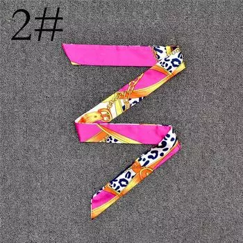 Модный цветной принт Длинный шелковый шарф Женский платок-лента с принтом 4 см Тонкие узкие шарфы Сумка Лента для волос Лента Головной платок