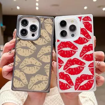 Модный цветной тонкий чехол для телефона с принтом губ для iPhone 16 Pro Max 15 Pro 14 Plus 13 12 11, прозрачный противоударный защитный чехол из прозрачного ТПУ с мягким покрытием iPhone 16