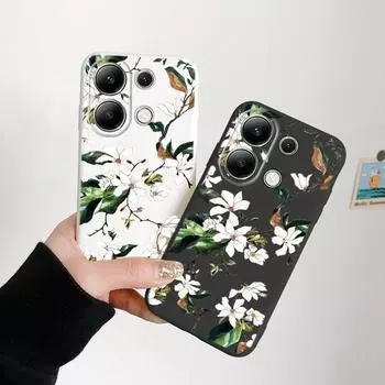 Модный цветочный мягкий силиконовый чехол для Xiaomi Redmi Note 13 Pro 14C Samsung A55 M35 S24 FE iPhone Huawei Honor Realme Camera защитный противоударный чехол Samsung Galaxy S9 Plus