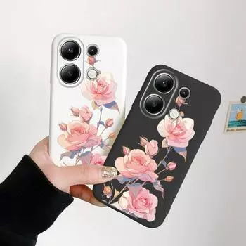 Модный цветочный мягкий силиконовый чехол для Xiaomi Redmi Note 13 Pro 14C Samsung A55 M35 S24 FE iPhone Huawei Honor Realme Camera защитный противоударный чехол Samsung Galaxy S9 Plus