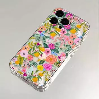 Модный цветочный прозрачный чехол для телефона iPhone 16 15 14 13 12 11 Pro Max XS Max X XR Cover 8 7 Plus Силиконовый бампер противоударный прозрачный задний чехол iPhone 15 белый