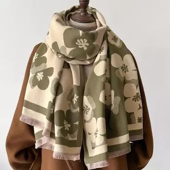 Модный цветочный шарф, кашемировые шали и палантины, ретро-винтажные одеяла Bufanda, теплые шарфы