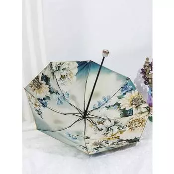 Модный цветочный зонт, ветрозащитный, защита от УФ-лучей, 5 складной зонт, портативный дорожный дождевик, женский зонт, карманный детский зонт
