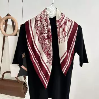 Модный декоративный шарф, повязка для волос, резинка для волос 70, маленький квадратный шарф, шелковый шарф, женский весенне-осенний универсальный маленький шарф, профессиональный шарф 70*70cm вино красного