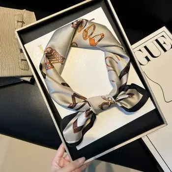 Модный декоративный шарф, повязка для волос, резинка для волос 70, маленький квадратный шарф, шелковый шарф, женский весенне-осенний универсальный маленький шарф, профессиональный шарф 70*70cm бежевый