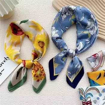Модный декоративный шарф, повязка для волос, резинка для волос 70, маленький квадратный шарф, шелковый шарф, женский весенне-осенний универсальный маленький шарф, профессиональный шарф 70*70cm