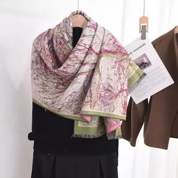 Модный деревенский живописный большой принт с изображением дерева, темпераментный шарф, женская длинная теплая шаль из кашемира премиум-класса 67*185