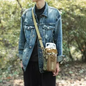 Модный держатель для стакана, большая вместимость, рюкзак через плечо, тактическая сумка, наклонная сумка, подвеска для велоспорта, в комплекте плечевой ремень чёрный