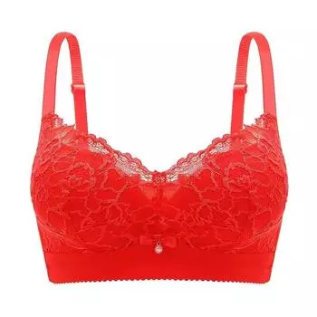 модный детский хлопковый женский кружевной бюстгальтер большого размера с регулируемой грудью спортивный бюстгальтер для сна 75B красный