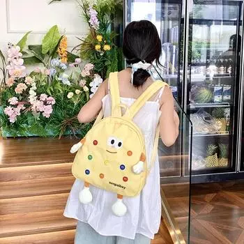 Модный детский рюкзак из холщовой ткани с рисунком из мультфильма, повседневная нишевая сумка, красивая и элегантная