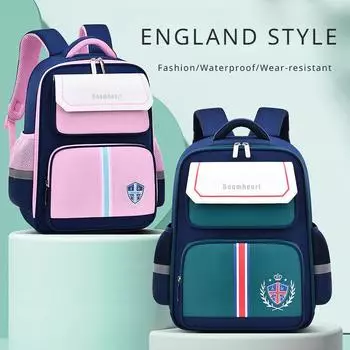Модный детский рюкзак в английском стиле, универсальный легкий школьный рюкзак для начальной школы, большая вместительная сумка для защиты позвоночника S зелёный