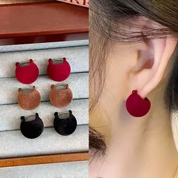 Модный дизайн бархатные бусины серьги пряжки геометрические круглые бусины серьги гвоздики леди кофейный