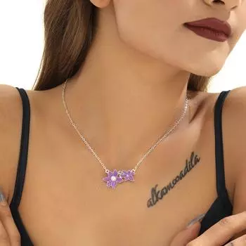 Модный дизайн фиолетовый цветок жемчужное ожерелье Женское регулируемое свадебное изысканное ювелирное ожерелье