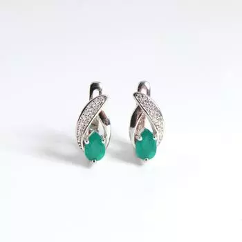 Модный дизайн из натурального зеленого агата с кубическим цирконом серебряные серьги изысканные ювелирные подарки для женщин и девочек s зелёный