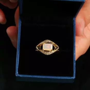 Модный дизайн, кольцо с натуральным опалом, коллекция изысканных ювелирных изделий, стильные и элегантные женские украшения, повседневные подарки US RING SIZE:6# жёлтый