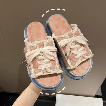 Модный дизайн, летние женские тапочки с граффити, туфли на платформе, шлепанцы, уличные сандалии, сабо, повседневная обувь на плоской подошве для женщин 35 синий