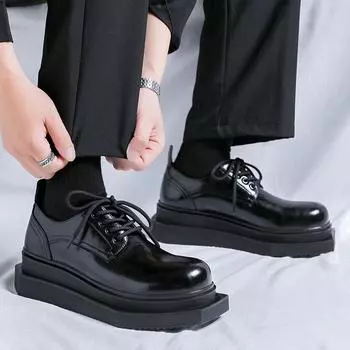 Модный дизайн, мужские кожаные туфли, классические черные, тренд с индивидуальностью, мужская обувь для вечеринок, отдыха и активного отдыха 38 чёрный