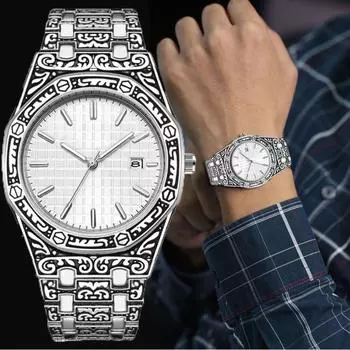 Модный дизайн, мужские кварцевые часы, оригинальные мужские наручные часы в стиле хип-хоп, лучшие подарки, часы для мужа, семьи, друга