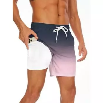 Модный дизайн мужские пляжные брюки с рисунком ракушки с завязками и карманами S розовый