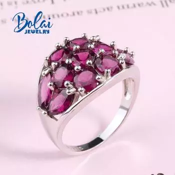 Модный дизайн, натуральный родолит, гранат, женское кольцо из стерлингового серебра 925 пробы, ювелирные изделия, подарок на юбилей, банкет us ring size 7# красный