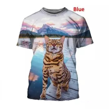 Модный дизайн, новая крутая футболка для мужчин/женщин, летние топы с 3d принтом кота и короткими рукавами, футболки для мужчин, топы, пуловер, футболка XS чёрный