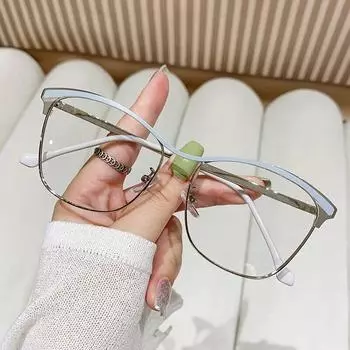 Модный дизайн, оптические очки «кошачий глаз», женские очки с защитой от синего света, роскошные женские очки в металлической оправе для компьютера