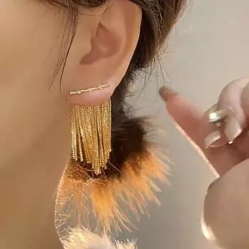 Модный дизайн, подвесные серьги с кисточками из бамбука для женщин